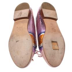 مملوكة مسبقًا Chanel Metallic Multicolor Python CC Bow Cap Toe Ballet Flats Size 36