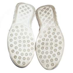 Pre Owned Chanel Black/White Fabric CC Lace Up Sneakers Size 40.5