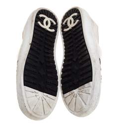 Chanel White Suede and Tweed Slip On Sneakers Size 37