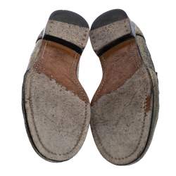 Pre Owned Chanel Metallic Gold Leather CC Slip On Loafers Size 38