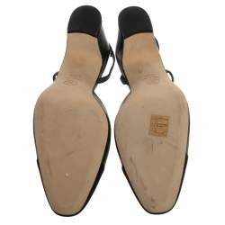 Pre Owned Chanel Green Leather And Black Canvas Cap Toe CC Slingback Sandals Size 41.5