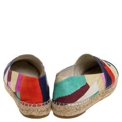 Chanel Multicolor Fabric And Patent Leather CC Cap Toe Espadrille Flats Size 37 