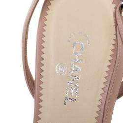 Pre Owned Chanel Pink/Black Leather Cap Toe Slingback Sandals Size 36