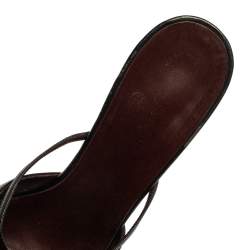 Pre Owned Chanel Black Leather Quilted Detail Platform Slide Sandals Size 38.5