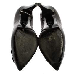 Pre Owned حذاء كعب عالي شانيل سي سي كاميليا جلد أسود مقاس 38.5