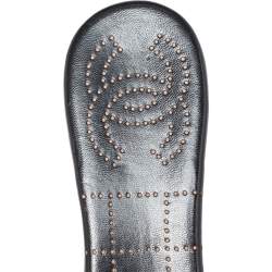 مملوكة مسبقًا Chanel Black Patent Leather CC Buckle Detail Wooden Clog Slides Size 40