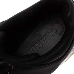 Pre Owned Chanel Black Leather CC Low Top Sneakers Size 39