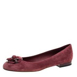 Burgundy suede outlet flat shoes