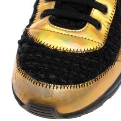 Chanel Multicolor Tweed, Suede and Metallic Leather Lace Up Sneakers Size 38