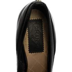 Pre Owned Chanel Black/Gold Patent Leather and Mesh Cap Toe Pumps Size 39