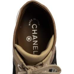 مملوكة مسبقًا Chanel Tricolor Quilted Leather CC High Top Sneakers Size 39.5