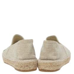 مملوكة مسبقًا Chanel Beige Canvas Sequins CC Cap Toe Espadrille Flats Size 39
