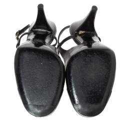 Pre Owned صندل شانيل CC جلد أسود بحزام خلفي مقاس 39.5