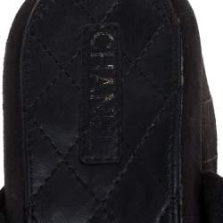 Pre Owned Chanel Black Suede Braided Chain Embellished Slide Sandals Size 39