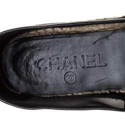 مملوكة مسبقًا حذاء فلات إسبادريل شانيل غطاء مقدمة سي سي شبك أسود مقاس 36