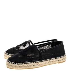 مملوكة مسبقًا حذاء فلات إسبادريل شانيل غطاء مقدمة سي سي شبك أسود مقاس 36