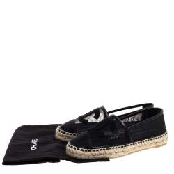 مملوكة مسبقًا حذاء فلات إسبادريل شانيل غطاء مقدمة سي سي شبك أسود مقاس 36