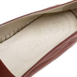 Pre Owned Chanel Copper Brown Leather CC Cap Toe Espadrille Flats Size 39
