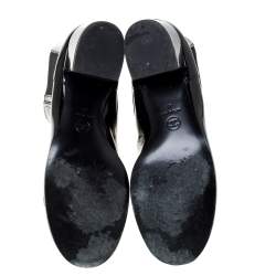 Chanel Black Patent Leather Chain Detail Mid Length Boots Size 41
