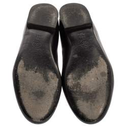 Pre Owned Chanel Black Leather CC Moccasin Loafers Size 38