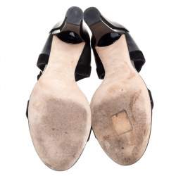 Pre Owned Chanel Black Suede And Leather Ankle Strap Sandals Size 39.5