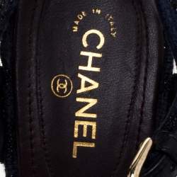 Chanel Blue Fabric Reissue Chain Ankle Strap Sandals Size 37