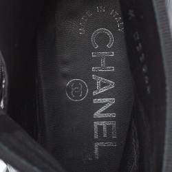 Chanel Black Patent Leather CC Cap Toe Zipper Ankle Boots Size 39