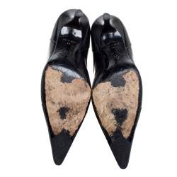 Chanel Black Leather CC Pointed Toe Ankle Boots