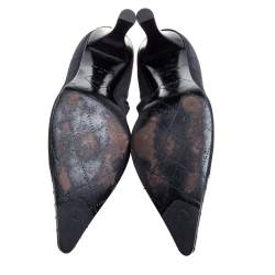 Chanel Black Suede and Leather CC Pointed Toe Ankle Booties Size 39