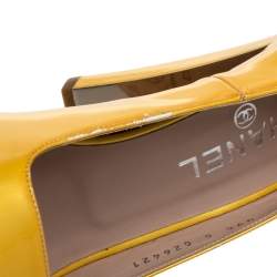 Pre Owned Chanel Yellow Patent Leather Open Toe CC Pumps Size 38