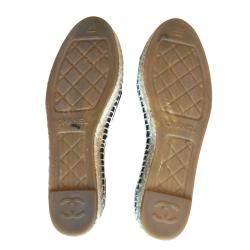 Pre Owned Chanel Black Lambskin Leather Espadrilles Size 38