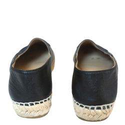 Pre Owned Chanel Black Lambskin Leather Espadrilles Size 38