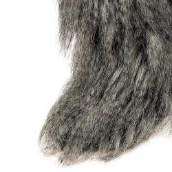Chanel Grey Faux Fur Yeti Boots Size 38.5
