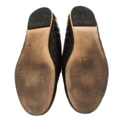 Pre Owned حذاء سليبرز شانيل سموكينغ سي سي جلد مبطن أسود مقاس 39