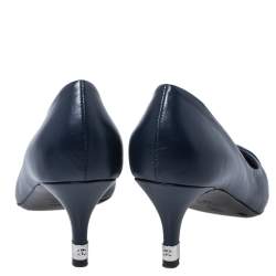 Pre Owned Chanel Blue Leather CC Cap Toe Pumps Size 39