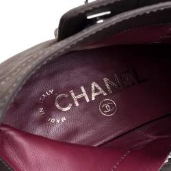 Chanel Grey Nubuck CC Turnlock Ankle Boots Size 39C