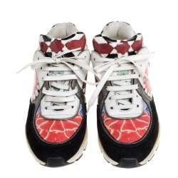 Pre Owned حذاء رياضي شانيل منخفض من أعلى سي سي جلد وبي في سي مطبوع متعدد الألوان مقاس 36.5