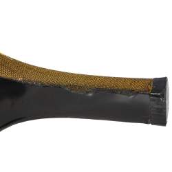 Pre Owned صندل شانيل فتحة كعب سي سي قماش أخضر زيتوني فينتدج مقاس 37