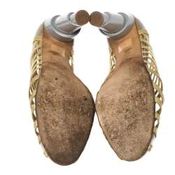 Pre Owned حذاء بوتيز شانيل سى سى قفصي جلد لامع زيتونى فاتح مقاس 41