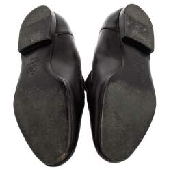 Pre Owned Chanel Black Leather CC Slip On Loafers Size 35.5