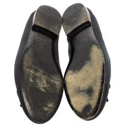 مملوكة مسبقًا Chanel Blue/Black Leather CC Cap Toe Bow Ballet Flats Size 37.5