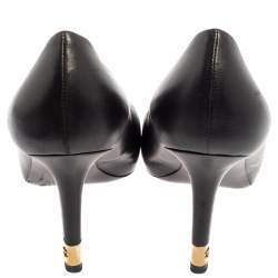 Pre Owned حذاء كعب عالى شانيل كعب سى سى جلد أسود مقاس 38