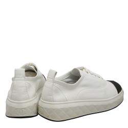 Pre Owned Chanel White/Black Leather Interlocking CC Logo Chunky Sneakers EU 37