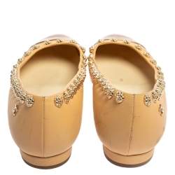 مملوكة مسبقًا حذاء فلات باليه شانيل ترصيعات كاميليا غطاء مقدمة سى سى جلد ذهبى وردى / كريمى مقاس 36