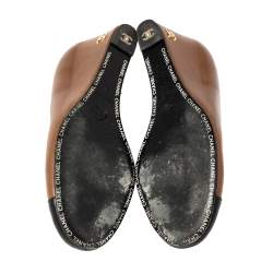 مملوكة مسبقًا حذاء كعب عالى شانيل نعل روكى غطاء مقدمة جلد بنى مقاس 37