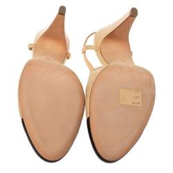 Pre Owned صندل شانيل فتحة كعب غطاء مقدمة جلد مبطن بيج / أسود مقاس 41