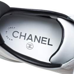 مملوكة مسبقًا Chanel White Leather Logo Lace Up CC Low Top Sneakers Size 36