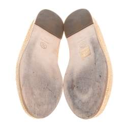 مملوكة مسبقًا Chanel Pink Leather Greek Summer CC Raffia Flats Size 39