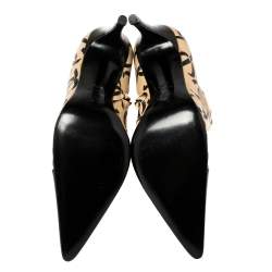 Chanel Beige/Black Leather CC Logo Ankle Boots Size 37.5