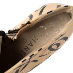 Chanel Beige/Black Leather CC Logo Ankle Boots Size 37.5